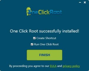 one click root finished installing